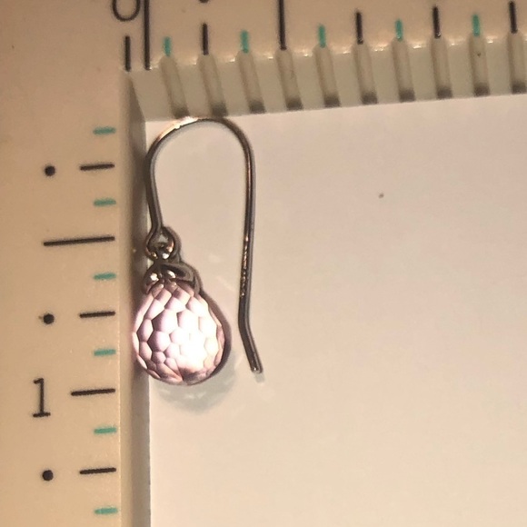 ROSS-SIMMONS Sterling Silver Pink Briolette Stone Shepherds Hook Earrings 1” - Picture 6 of 6